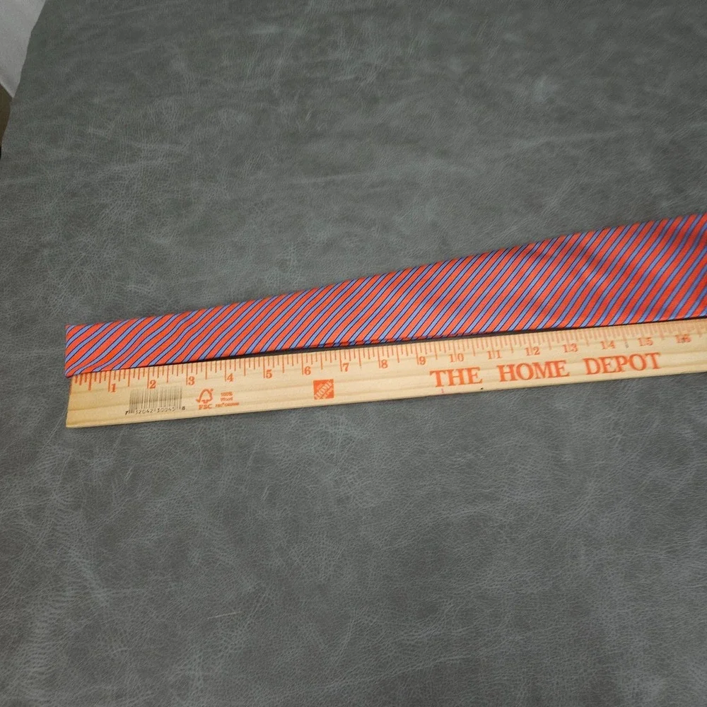 Brooks Brothers 346 Tie Mens Pure Silk Orange Blue Repp Stripe USA Necktie